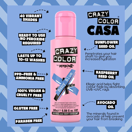 Baby Blue (Pastel Blue) - Semi-Permanent Hair Dye - Crazy Color