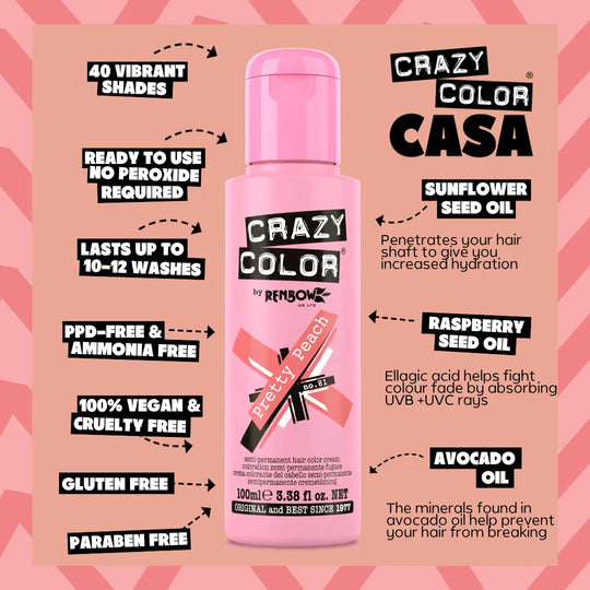 Pretty Peach (True Peach) - Semi-Permanent Hair Dye - Crazy Color