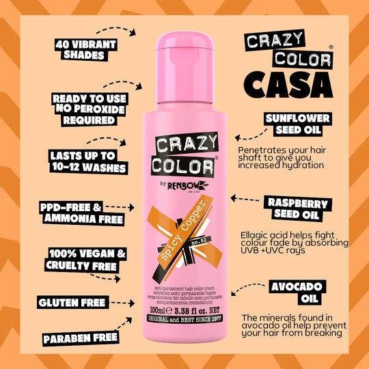 Spicy Copper (Ginger) - Semi-Permanent Hair Dye - Crazy Color